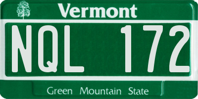 VT license plate NQL172
