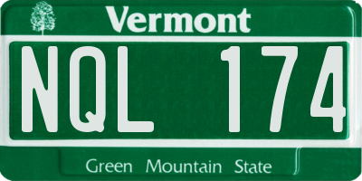 VT license plate NQL174