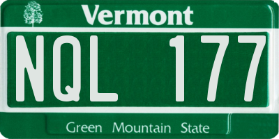 VT license plate NQL177