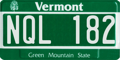 VT license plate NQL182