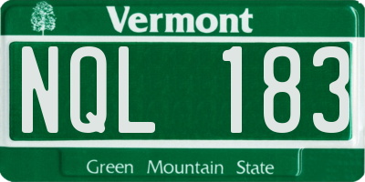 VT license plate NQL183