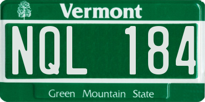 VT license plate NQL184
