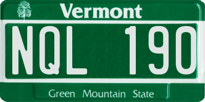 VT license plate NQL190