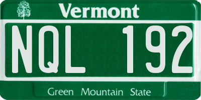 VT license plate NQL192