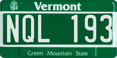 VT license plate NQL193