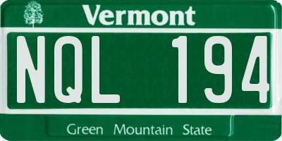 VT license plate NQL194