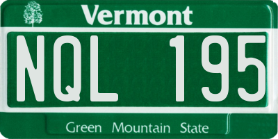 VT license plate NQL195