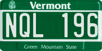 VT license plate NQL196