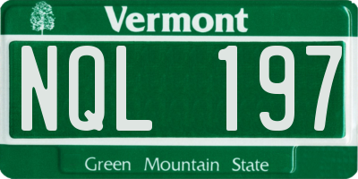 VT license plate NQL197