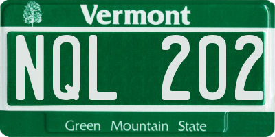 VT license plate NQL202