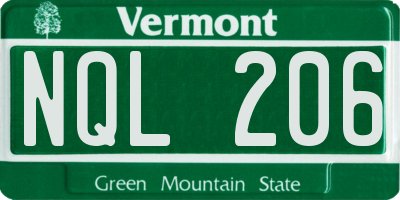 VT license plate NQL206