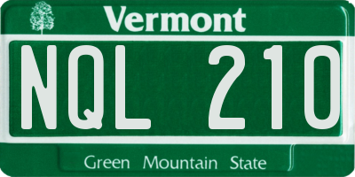 VT license plate NQL210