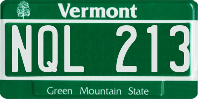 VT license plate NQL213