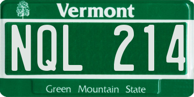 VT license plate NQL214