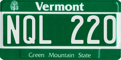 VT license plate NQL220