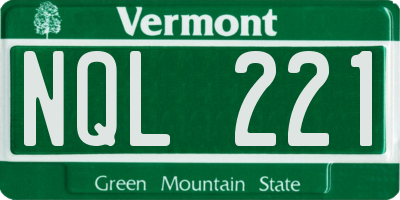 VT license plate NQL221