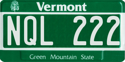 VT license plate NQL222