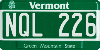 VT license plate NQL226