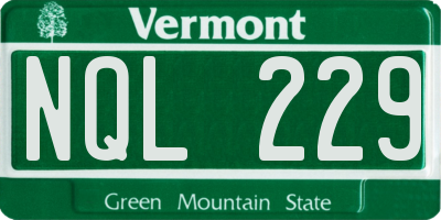 VT license plate NQL229