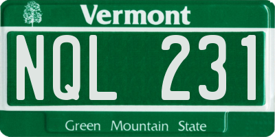 VT license plate NQL231
