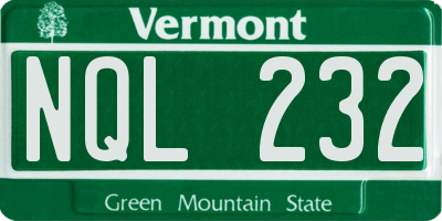 VT license plate NQL232
