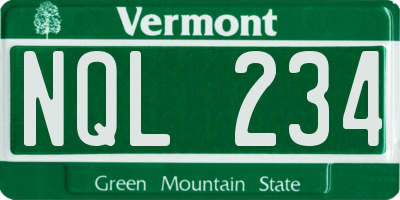 VT license plate NQL234