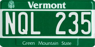 VT license plate NQL235