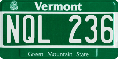 VT license plate NQL236