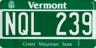 VT license plate NQL239