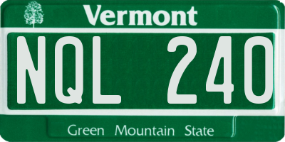 VT license plate NQL240