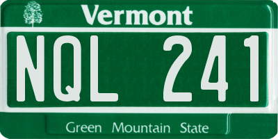 VT license plate NQL241