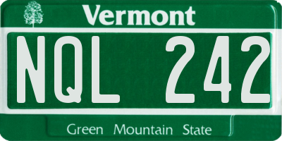 VT license plate NQL242