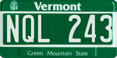 VT license plate NQL243