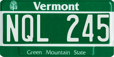 VT license plate NQL245