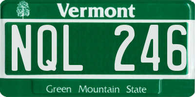 VT license plate NQL246