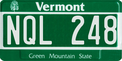 VT license plate NQL248