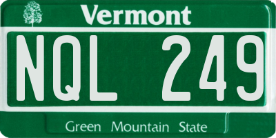VT license plate NQL249