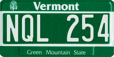 VT license plate NQL254