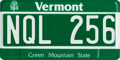 VT license plate NQL256