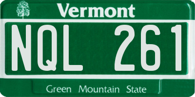 VT license plate NQL261