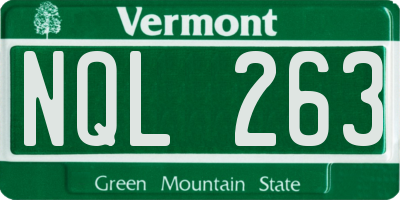 VT license plate NQL263