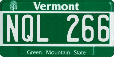 VT license plate NQL266