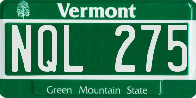 VT license plate NQL275