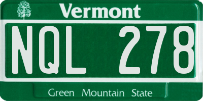 VT license plate NQL278