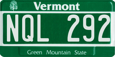 VT license plate NQL292