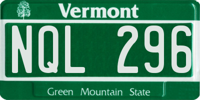 VT license plate NQL296