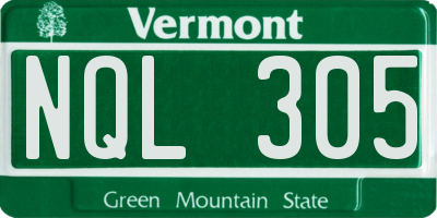 VT license plate NQL305