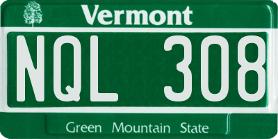 VT license plate NQL308