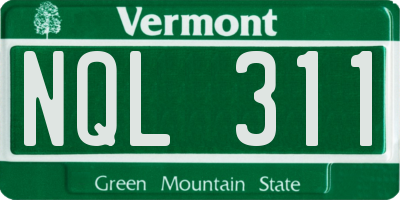 VT license plate NQL311