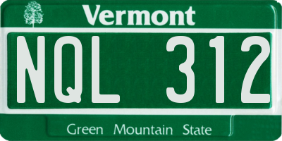 VT license plate NQL312